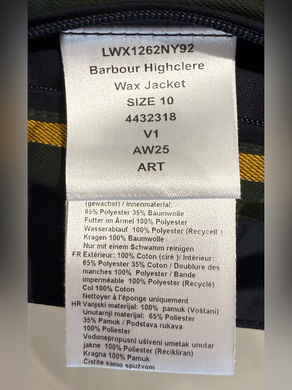 NWTs Barbour Women’s Highclere Hooded Waxed Jacket. Navy. Size 6 US - Picture 9 of 14